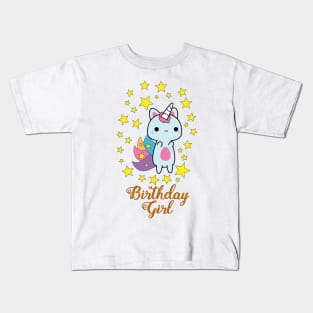 Kawaii Cat Birthday Girl Kids T-Shirt
